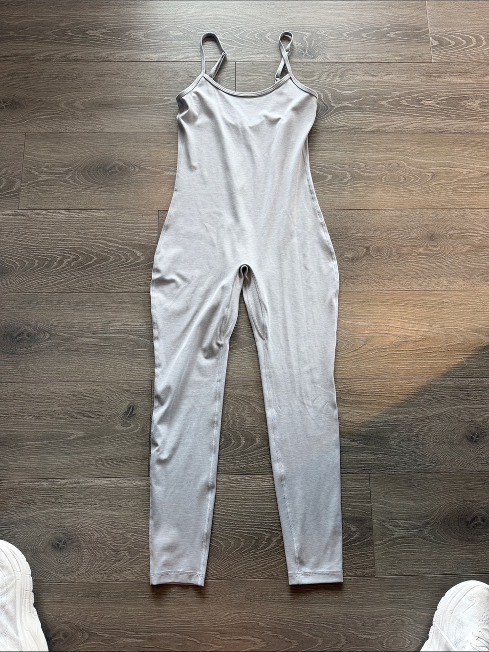 Aritzia Slim Spaghetti-Strap Jumpsuit in Light Gray
